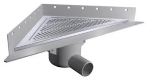 Purus Corner floor drain set Ø50 mm horizontal with